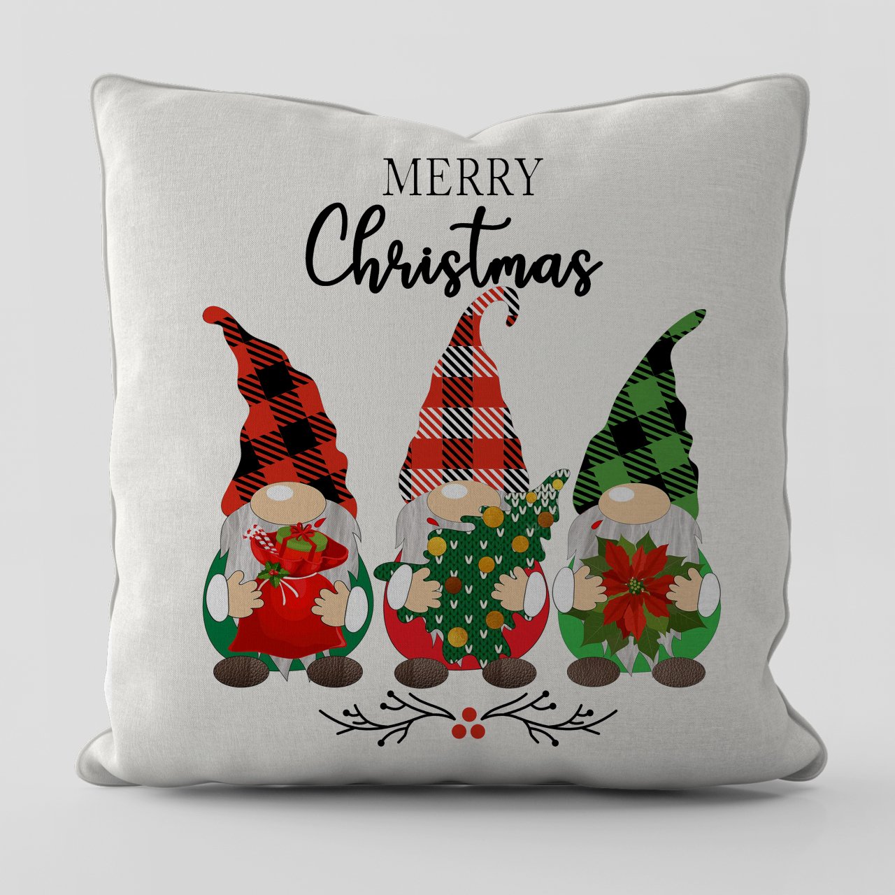 Yılbaşı Temalı Noel Cüceleri Kırlent Kılıfı