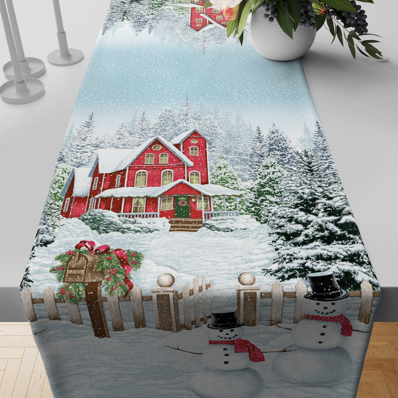 Yılbaşı Vintage Winter Kardan Adamlı Runner