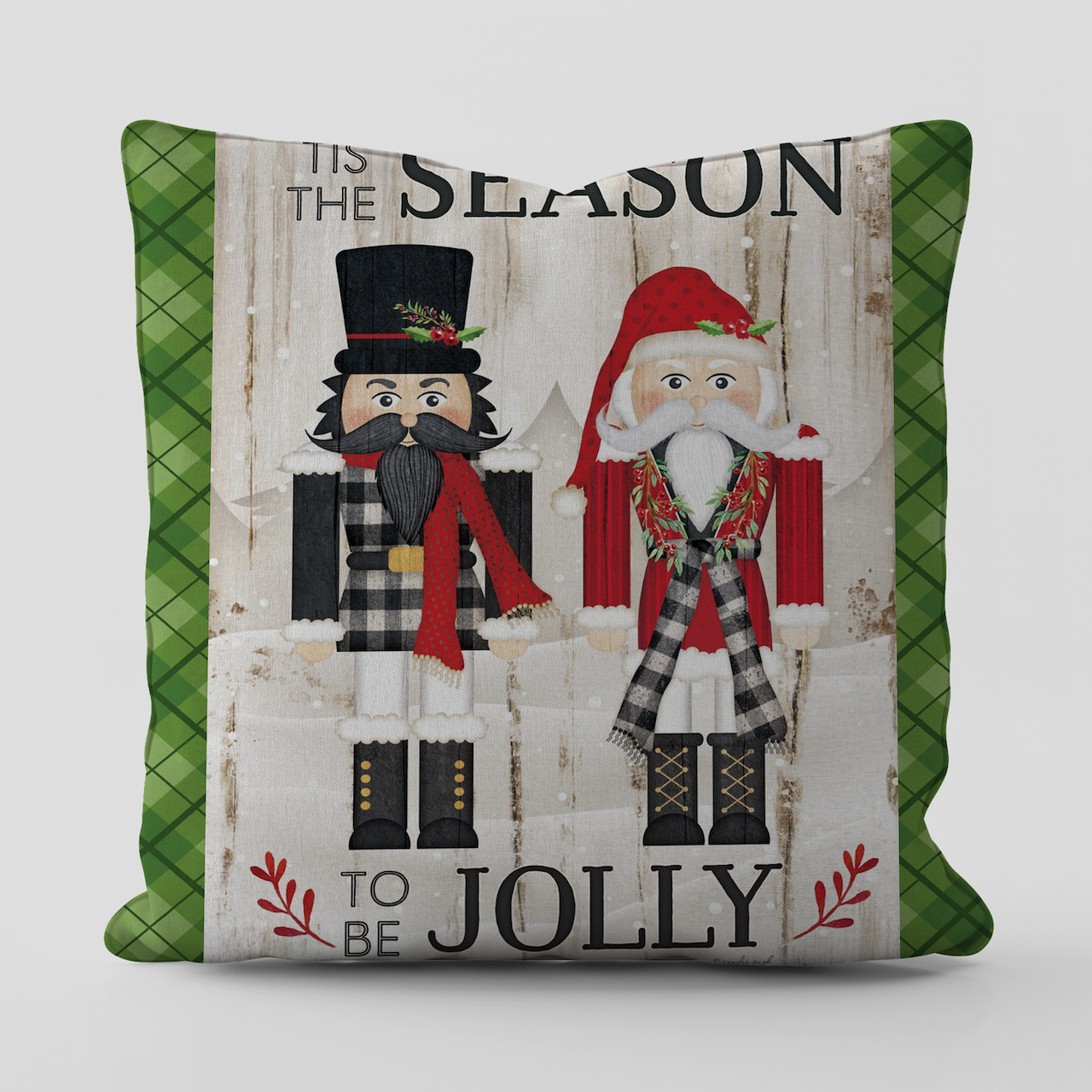 Yılbaşı Christmas Temalı Nutcracker King Jolly Kırlent Kılıfı