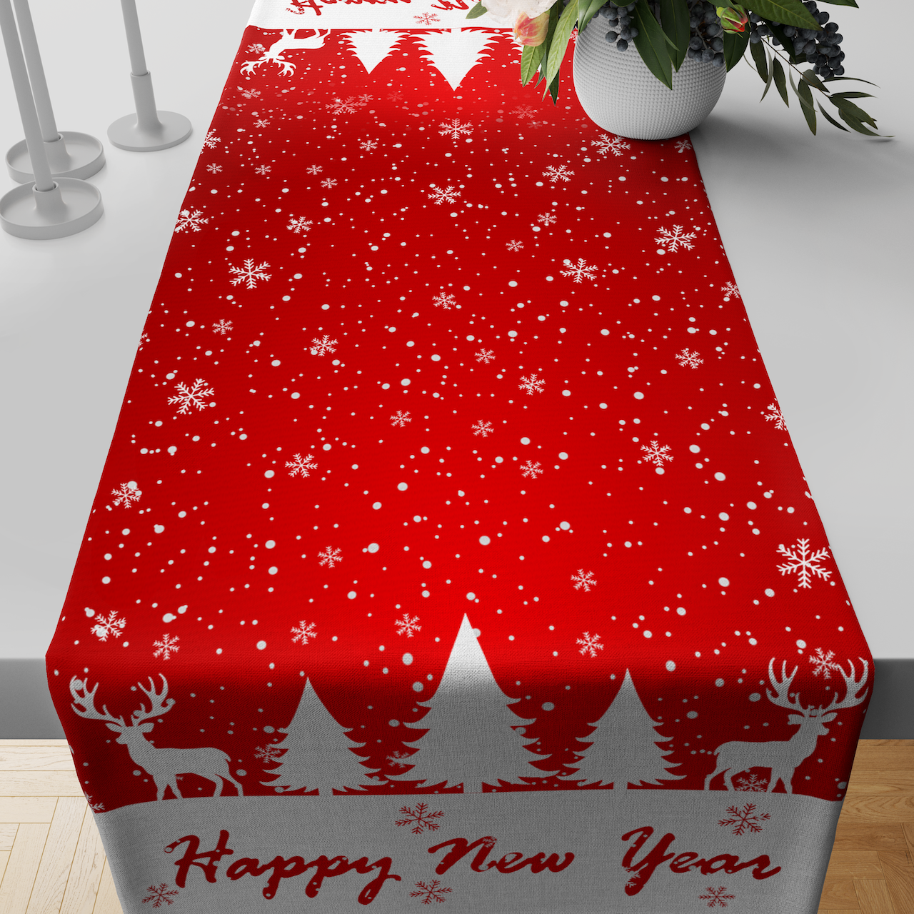 Yılbaşı Happy New Year Kırmızı Runner