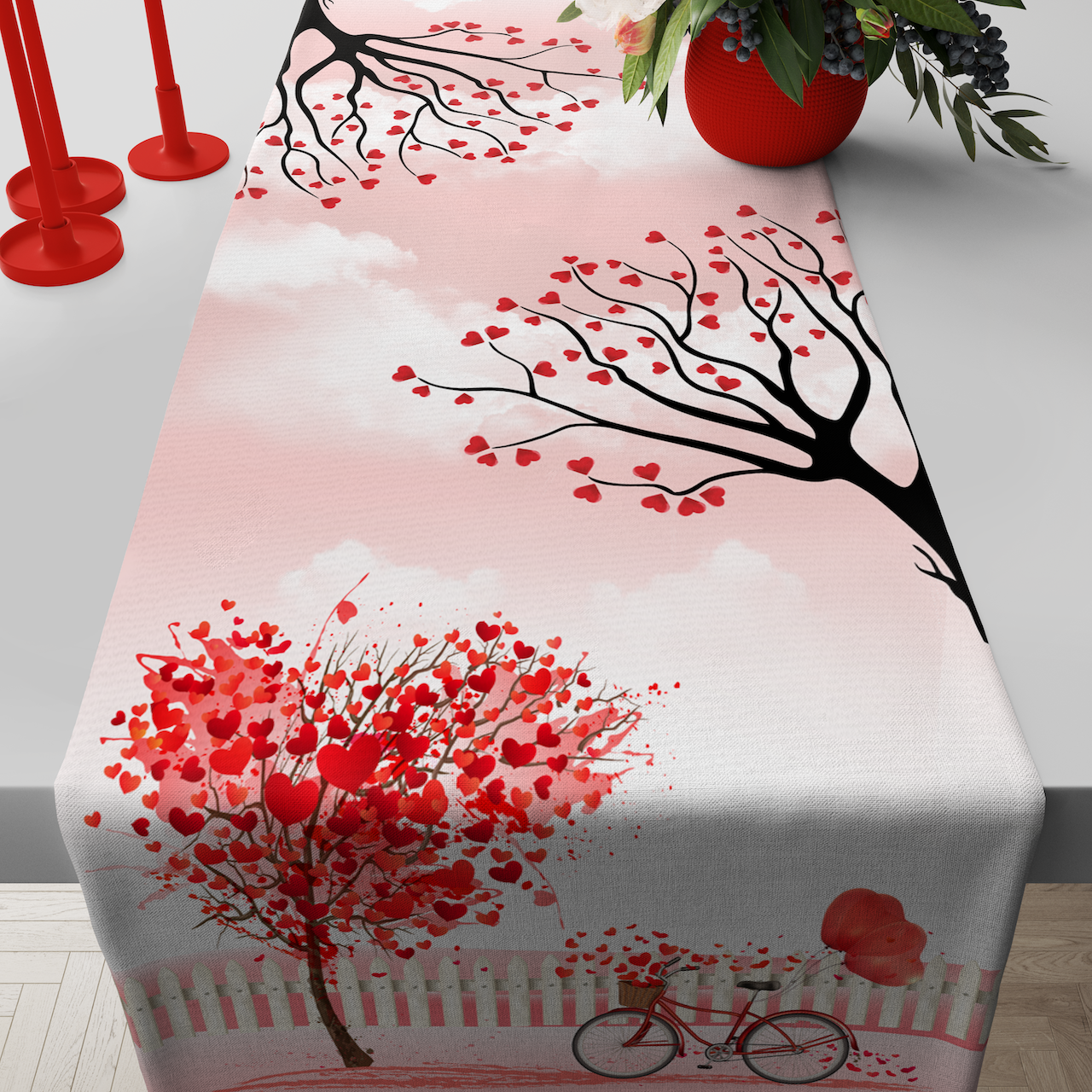 Sevgililer Günü Valentine's Day Temalı Pink Love Runner
