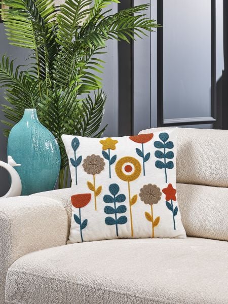 Bohem Özel 2 \' li Set Tasarım Punch Panç Nakış Daisy 44x44 cm Kırlent Kılıfı