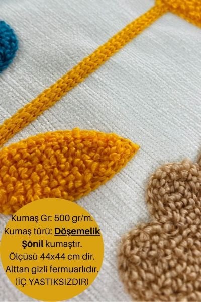 Bohem Özel 2 \' li Set Tasarım Punch Panç Nakış Daisy 44x44 cm Kırlent Kılıfı