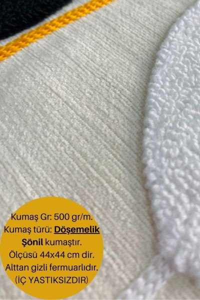 Bohem Özel Tasarım 3 Lü Punch Panç Nakışlı Krem Rengi Kırlent Kılıfı Seti