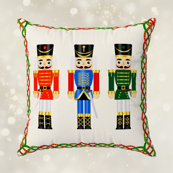 Yılbaşı Christmas Temalı Kurşun Asker Krem Kırlent Kılıfı