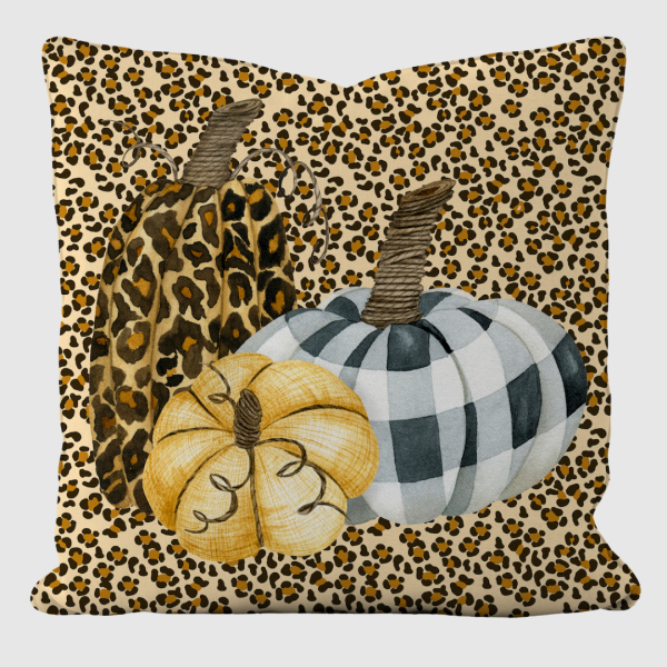 Fall Leopar Balkabaklı Kırlent Kılıfı