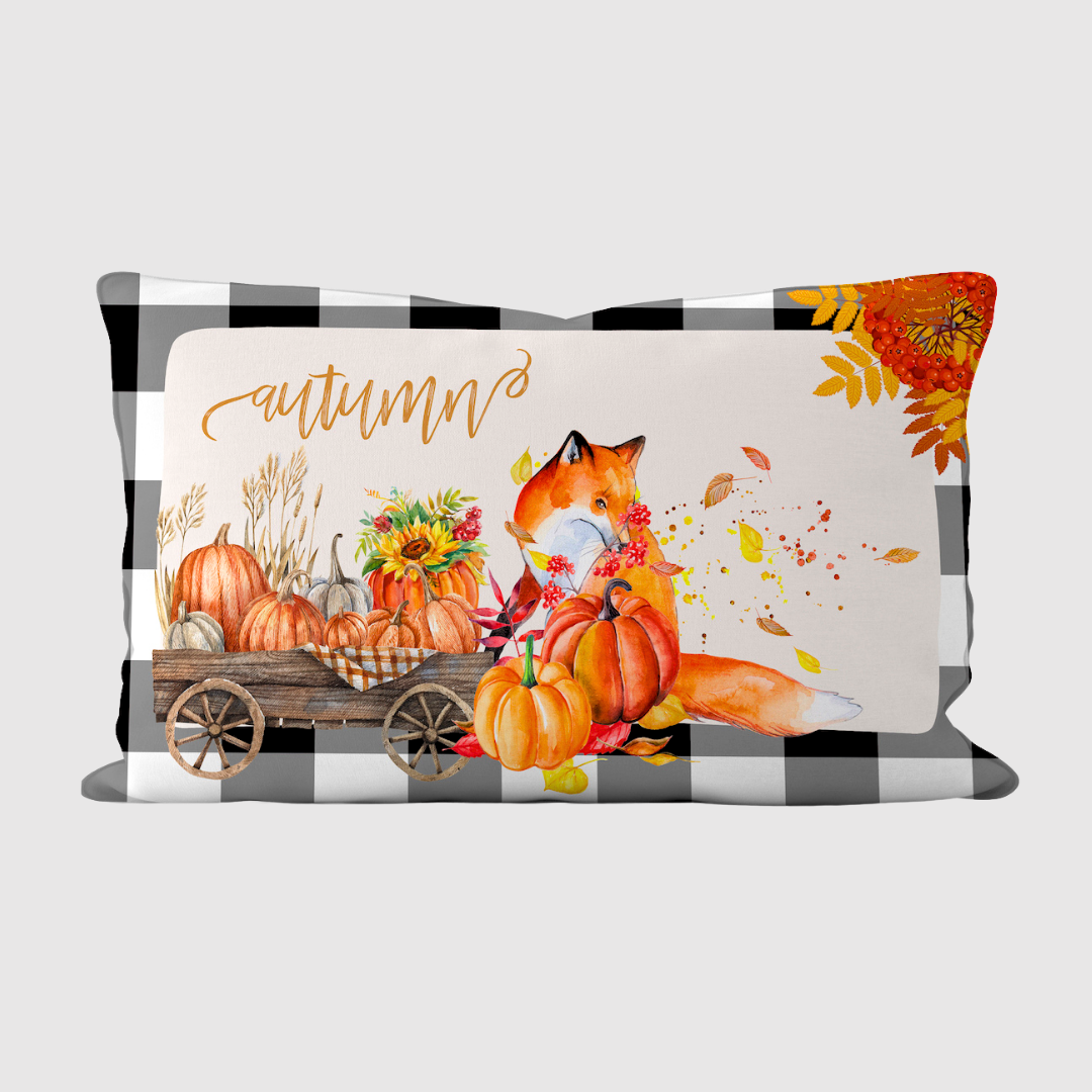 Fall Siyah Ekose  30x50 cm Kırlent Kılıfı