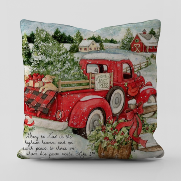 Yılbaşı Christmas Temalı Vintage Vinter Farmhause  Kırlent Kılıfı