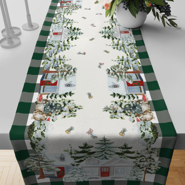 Yılbaşı Winter Temalı Yeşil Ekose Runner