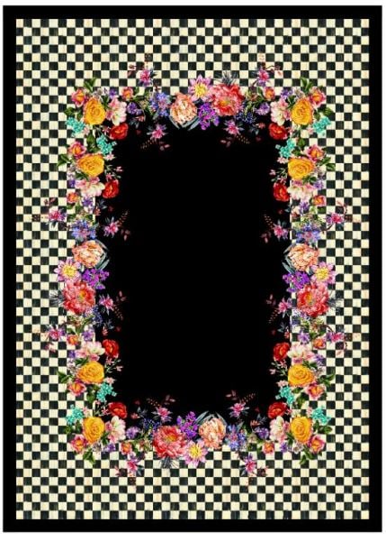 Dama Desenli Vintage Çiçekler 140x200 cm Masa Örtüsü